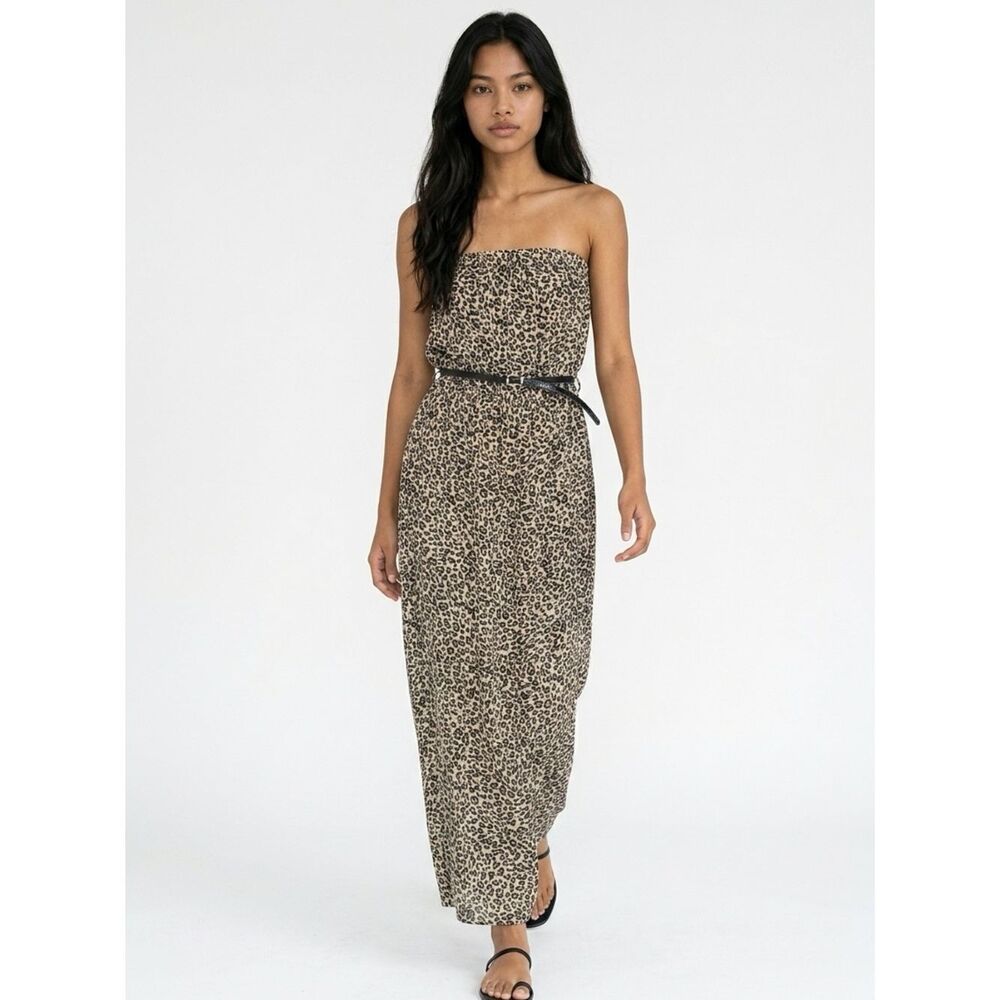 FOREVER 21 | NEW Animal Print Strapless Belted Leopard Maxi Dress Women’s Size M